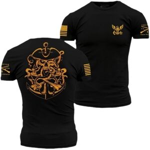 Grunt Style Men's Black Ghost Pirate USN Edge Of The World T-shirt Medium
